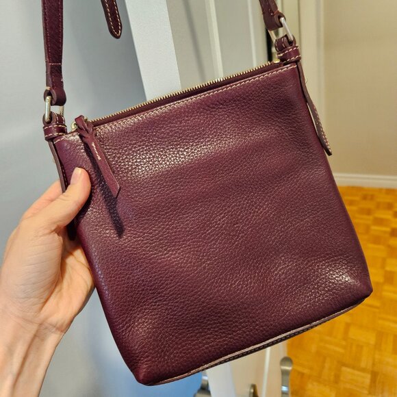 Dooney and Bourke Leather Crossbody Bag in Plum color - Picture 4 of 10